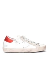 PHILIPPE MODEL PARIS SNEAKER MADE OF WHITE AND RED LEATHER,11047140