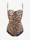 Dolce & Gabbana Embellished Leopard-print Underwired Swimsuit In Animal Print
