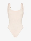 Hunza G Domino Crinkle-effect Swimsuit In Neutrals