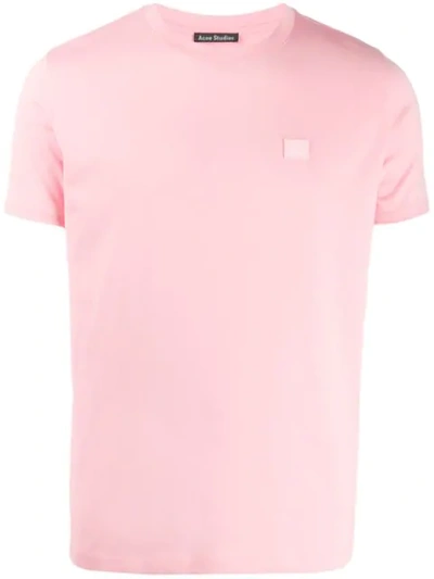 Acne Studios Men's Nash Face Crewneck Cotton Tee In Pink