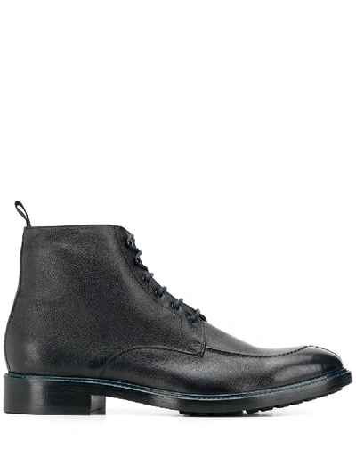 Paul Smith Leather Lace-up Boot In Blue