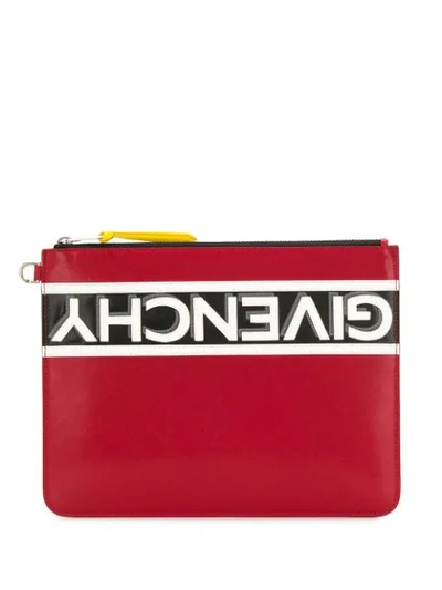 Givenchy Reverse Logo Large Pouch In Red