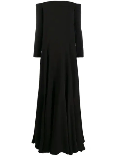 Valentino Tiered Off-the-shoulder Silk-cady Gown In Black