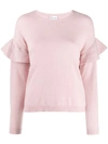 RED VALENTINO RED(V) FRILLED CREW NECK KNITTED jumper