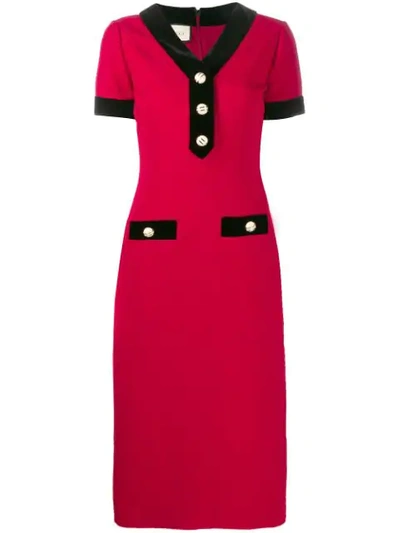 Gucci Wool And Silk Midi Dress In Red