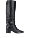 SERGIO ROSSI KNEE HIGH BUCKLE BOOTS
