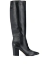 SERGIO ROSSI SERGIO ROSSI KNEE HIGH LEATHER BOOTS - 黑色