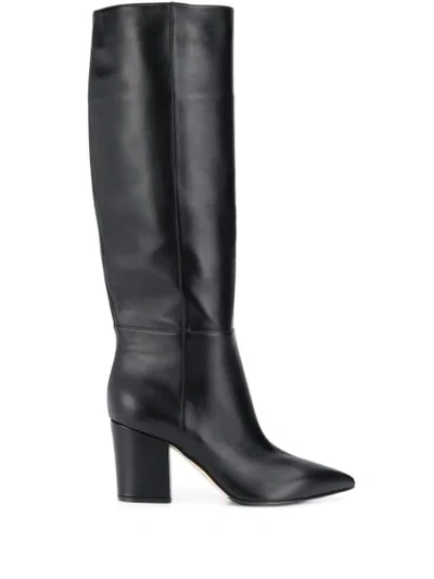 Sergio Rossi Knee High Leather Boots In Black