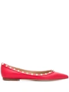 Valentino Rockstud Pointed Toe Flat In Red