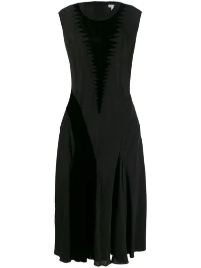 Loewe Velvet-trimmed Silk And Cotton-blend Dress In Black