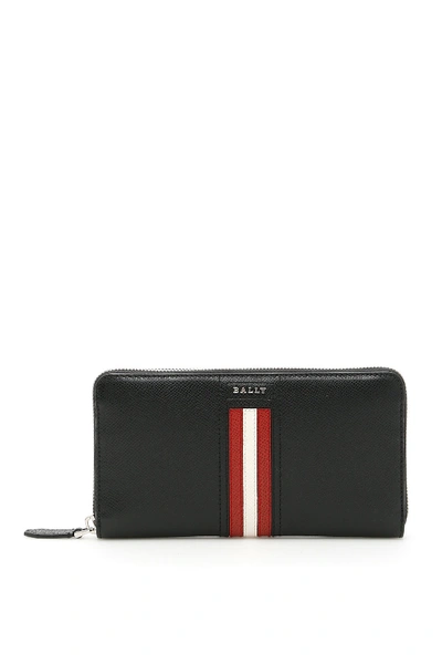 Bally Telen Zip Around Wallet In Black,red,white