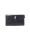 Saint Laurent Uptown Croc-embossed Leather Clutch In Deep Marine