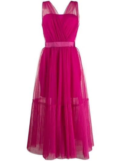 Pinko Womens Fuxia-bacca Rossiss. Ottimare Tulle Dress 6 In Pink
