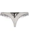 KIKI DE MONTPARNASSE KIKI DE MONTPARNASSE LACE-DETAIL THONG - 银色