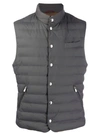 BRUNELLO CUCINELLI BRUNELLO CUCINELLI FUNNEL NECK PADDED GILET - 灰色