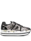 PREMIATA BETH METALLIC PLATFORM SNEAKERS