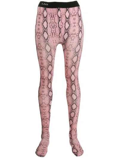 Laneus Snakeskin-print Leggings In Pink