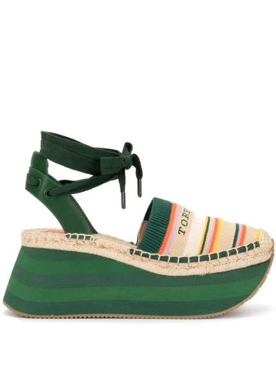Tory Burch Daisy Platform Trainers In Green