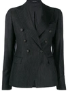Tagliatore Pinstripe Fitted Blazer In Grey