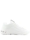 Miu Miu Crystal-embellished Patent-leather Platform Sneakers In White
