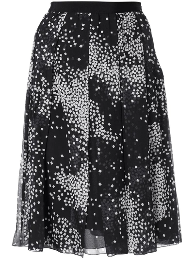 Giambattista Valli Geometric Print Pleated Skirt In Black