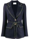 Peter Pilotto Single-breasted Braid-trimmed Tweed Jacket In Blue