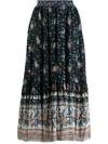 ULLA JOHNSON ULLA JOHNSON PRINTED MIDI SKIRT - BLACK