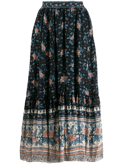 Ulla Johnson Marina Skirt In Blue Silk And Viscose In Black