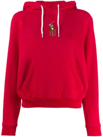 Polo Ralph Lauren Cross-stitch Logo Hoodie In Red