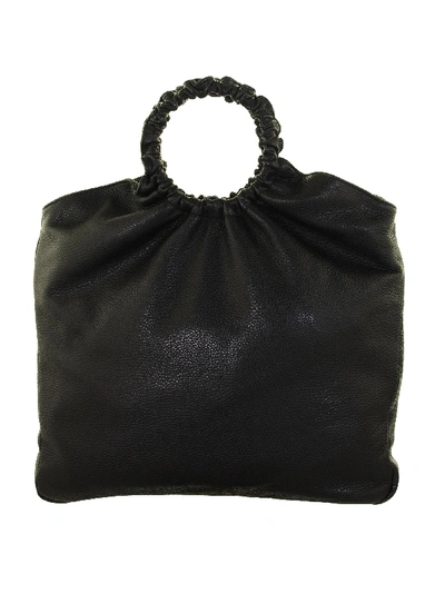 Fabiana Filippi Ring Shape Handle Leather Shoulder Bag In Black
