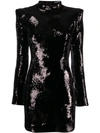 BALMAIN PADDED SHOULDER SEQUIN DRESS