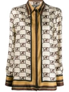 Alberta Ferretti Logo Chain Print Shirt In Neutrals
