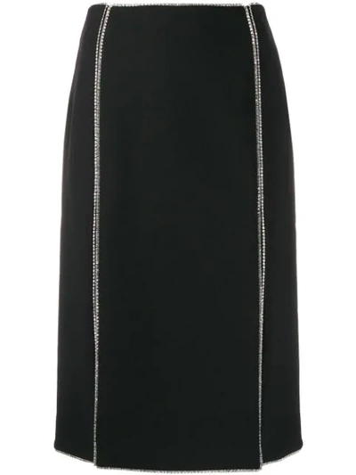 Area Crystal Panel Skirt In Black
