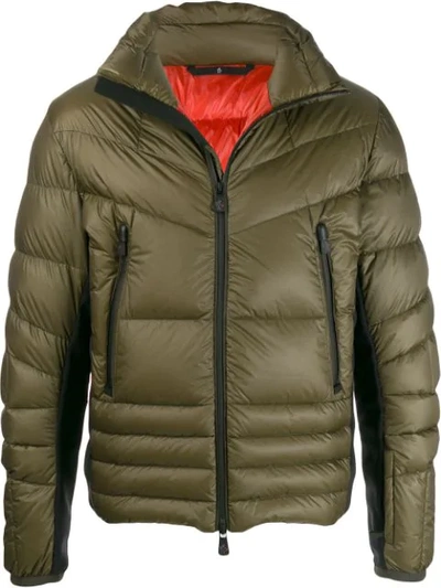 Moncler Zipped Padded Jacket In Green