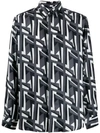 Fendi Geometric Ff Logo Print Shirt In Black
