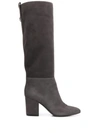 SERGIO ROSSI KNEE LENGTH LEATHER BOOTS