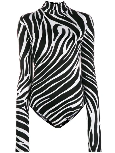 Versace 斑马纹印花连体衣 - 黑色 In A7008 Zebra