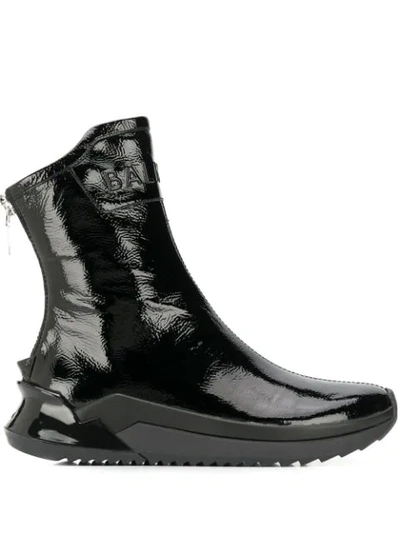 Balmain Patent Leather Ankle Boots In Black