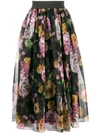 DOLCE & GABBANA FLORAL LAYERED RUCHED SKIRT