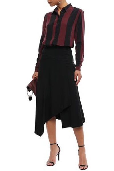 A.l.c . Woman Wrap-effect Draped Crepe Midi Skirt Black