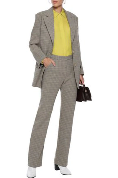 A.l.c . Woman Houndstooth Jacquard Straight-leg Trousers Mustard