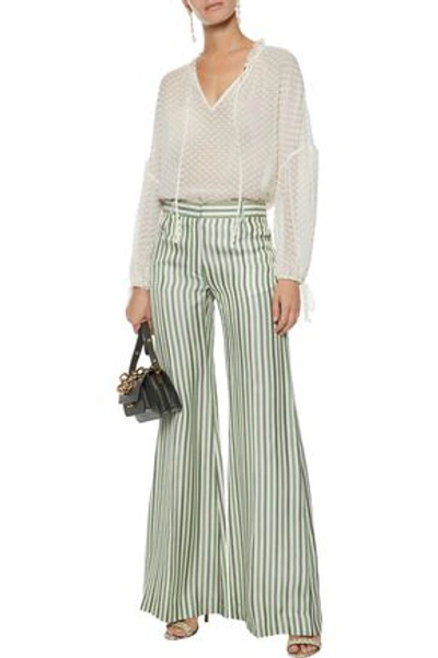 Alice And Olivia Julius Fil Coupé Silk And Cotton-blend Blouse In Ivory