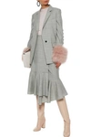 ADEAM ADEAM WOMAN FEATHER-EMBELLISHED BUTTON-DETAILED WOOL-BLEND BLAZER STONE,3074457345620354153