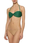 ADRIANA DEGREAS ADRIANA DEGREAS WOMAN TWIST-FRONT TWO-TONE BANDEAU BIKINI GREEN,3074457345620501983