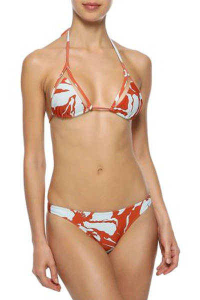 Adriana Degreas Woman Mesh-trimmed Printed Triangle Bikini Orange