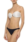 ADRIANA DEGREAS KNOTTED TWO-TONE BANDEAU BIKINI,3074457345620501563