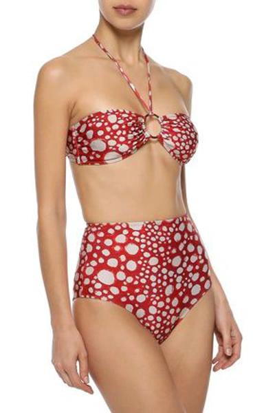 Adriana Degreas Embellished Printed Halterneck Bikini In Red