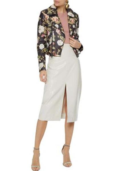 Alice And Olivia Alice + Olivia Woman Cody Cropped Floral-print Leather Biker Jacket Multicolor