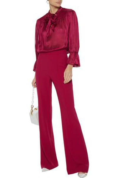 Alice And Olivia Alice + Olivia Woman Danika Pussy-bow Striped Satin-jacquard Blouse Fuchsia