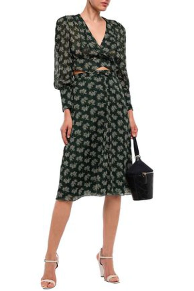 Anna Sui Knotted Printed Georgette Skirt In Forest Green